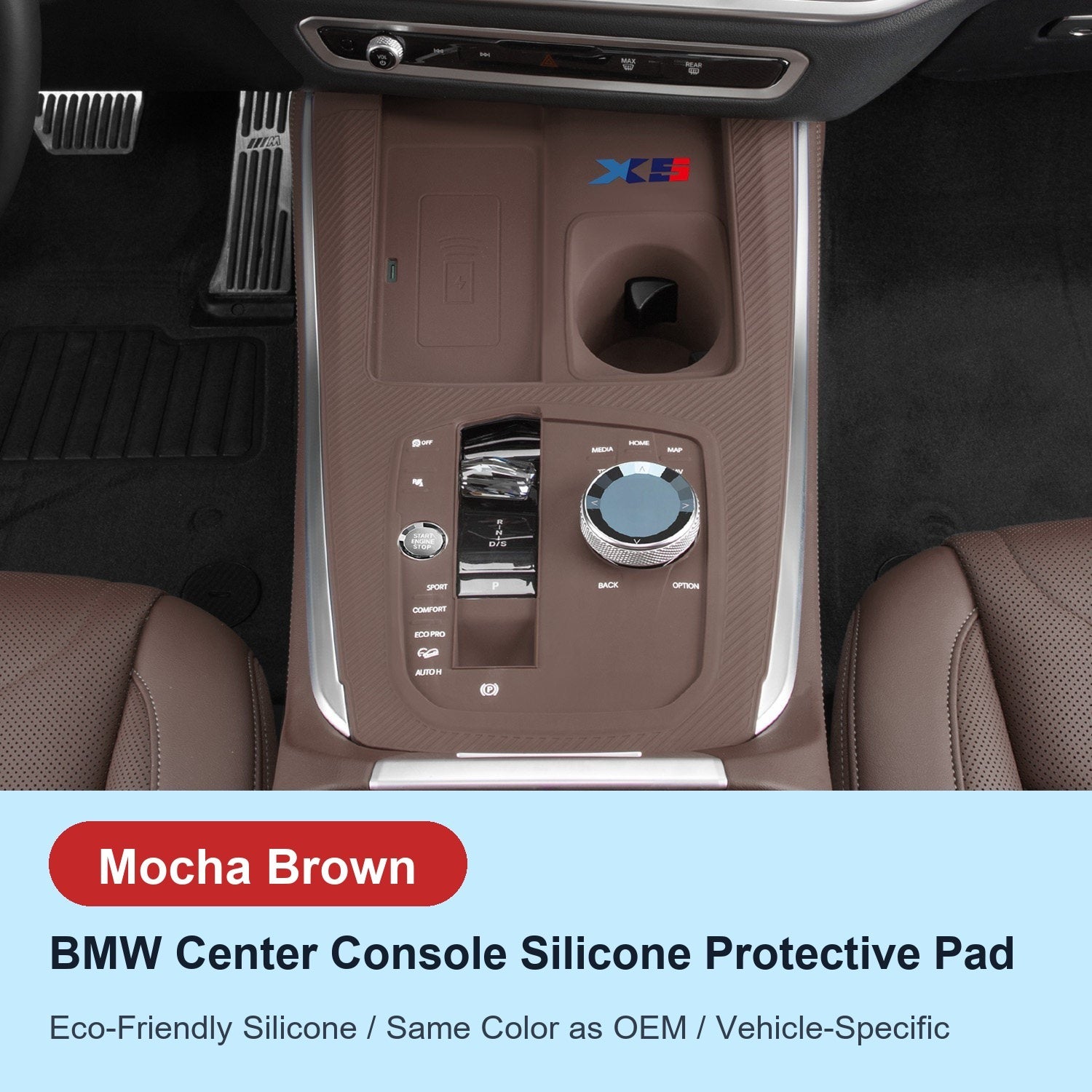 BMW center console silicone pad - X5 (2022-2026) - Mocha Brown