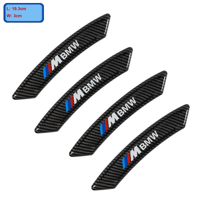 BMW M carbon fiber wheel arch guard strips, set of 4, with size label