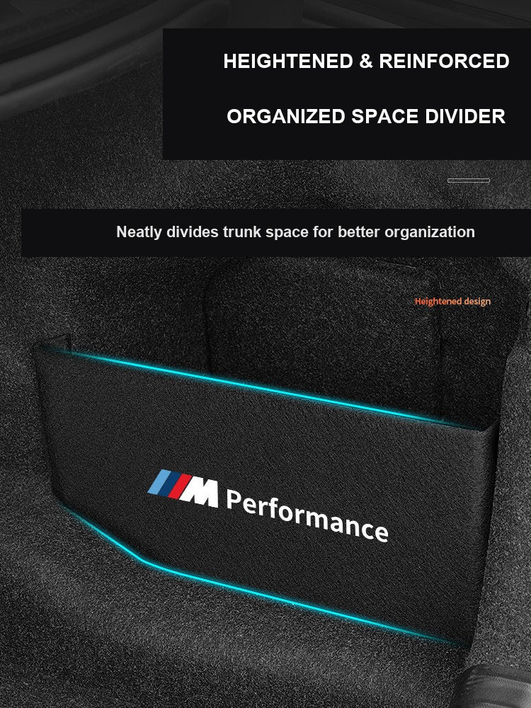 BMW trunk storage partition - heightened, organized side divider