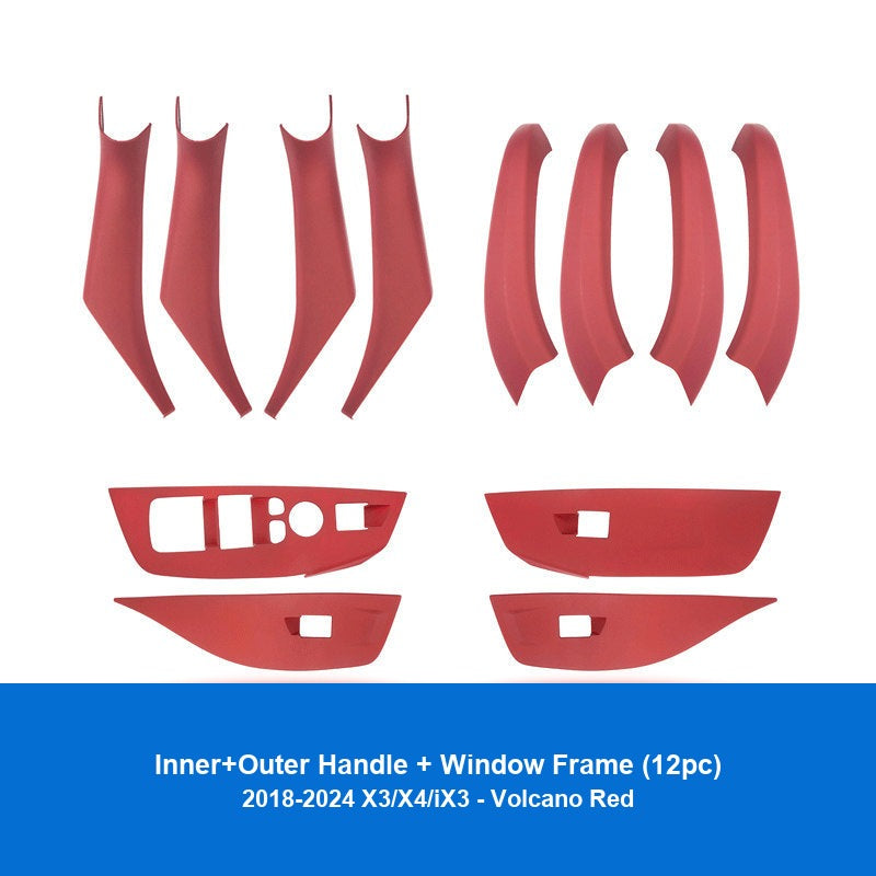 BMW door handle cover - 2018-2024 X3X4 iX3 [Inner + Outer Handle + Window Lift Button] Volcano Red 12-Piece Set