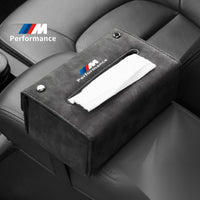 BMW M Performance Suede Tissue Box Holder – Foldable Car Organizer