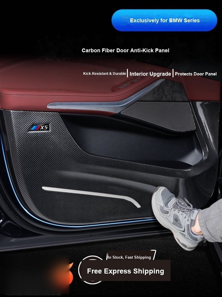 BMW X5 Carbon Fiber Door Anti-Kick Panel - Installed Front Door View