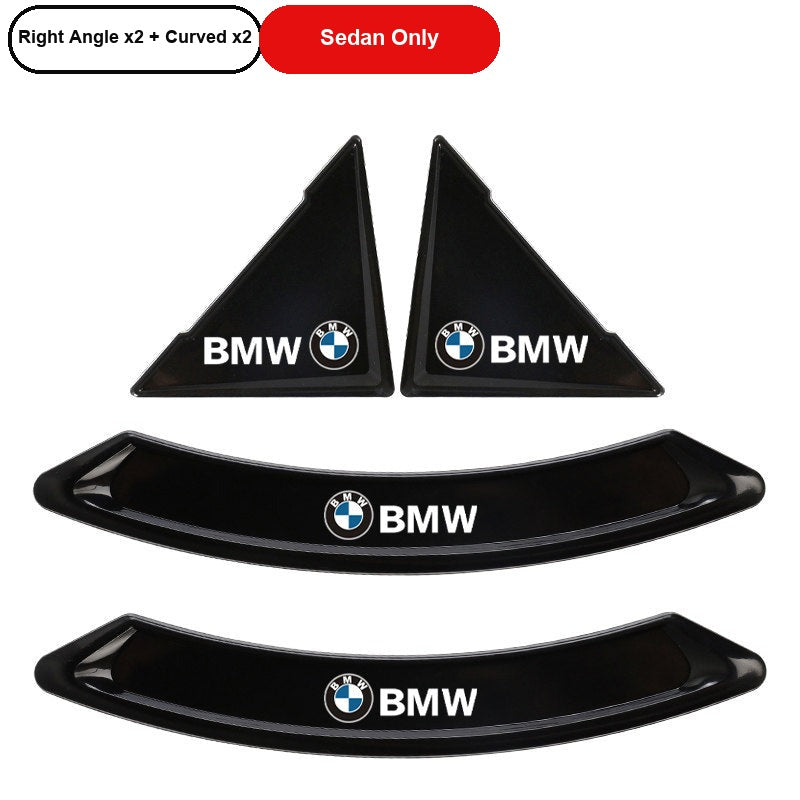 BMW black right angle and curved door corner guards for sedan