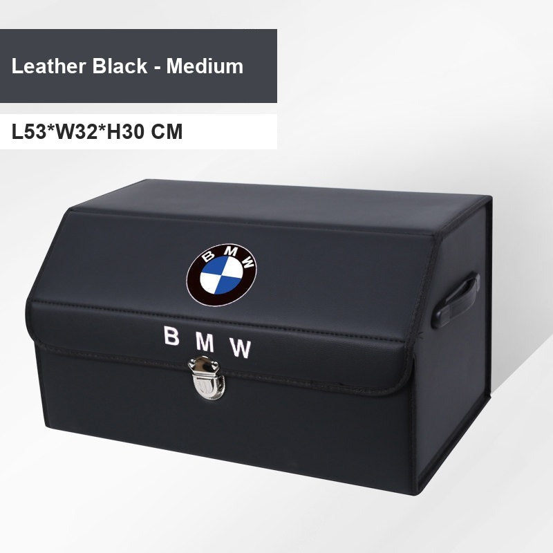 BMW leather trunk storage box - Badge version: Large 53cm, black, BMW badge