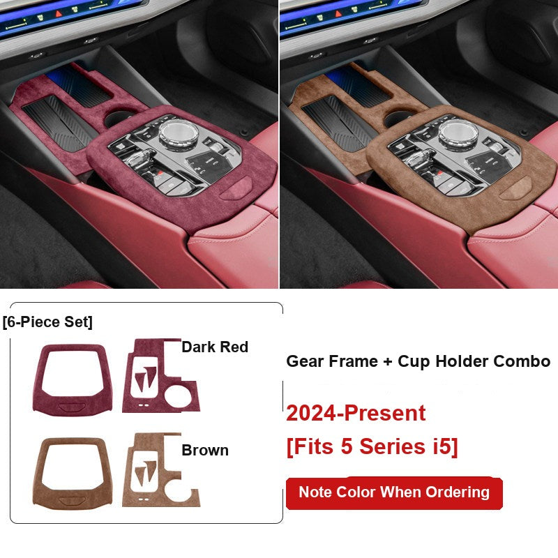 BMW 5 Series i5 gear and cup holder combo dark red brown