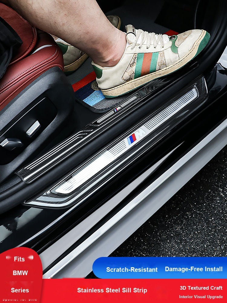 BMW Stainless Steel Door Sill Guard - Installed Front Door View