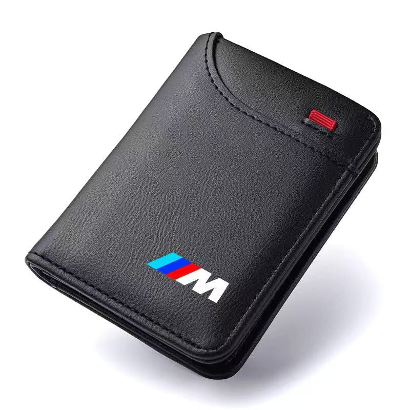 BMW leather wallet black with M stripe logo