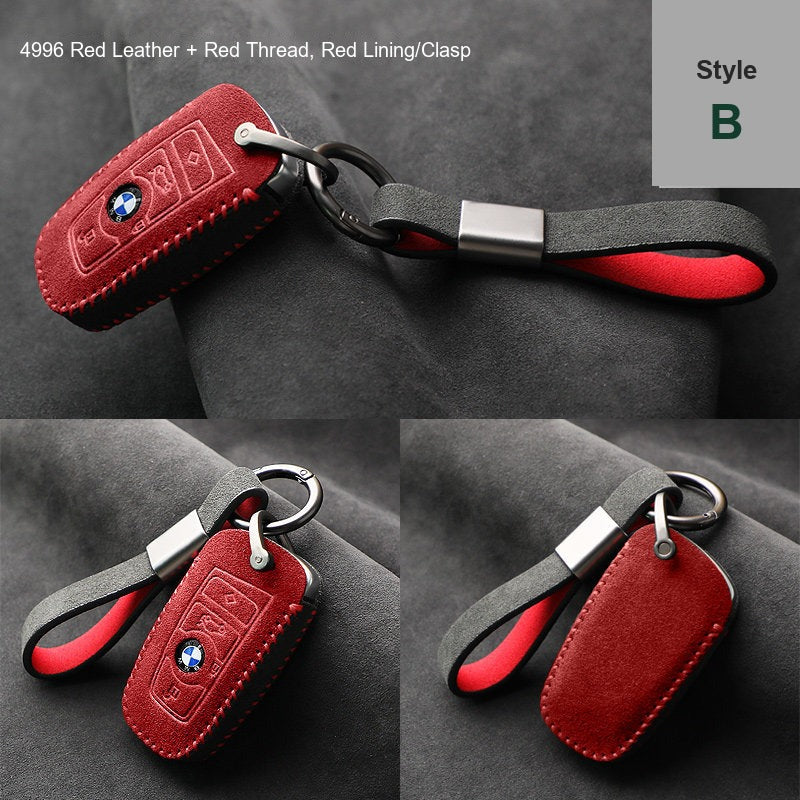 BMW key case Style B 4996 Red leather red thread