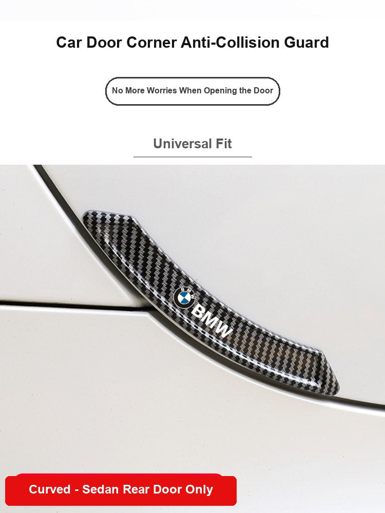 BMW carbon fiber curved door corner guard installed on rear door