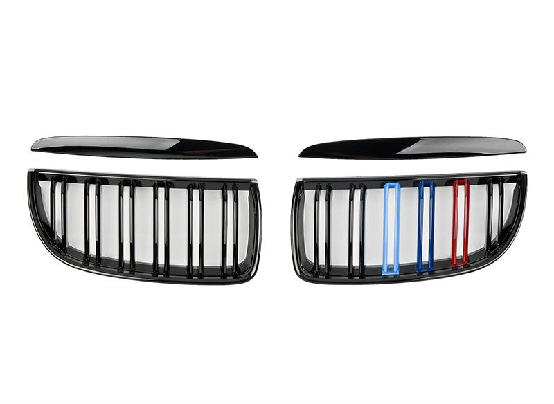 BMW Kidney Grille - Gloss Black Front Grille, E90 3 Series Sedan (2005-07) - Double Line M-Color