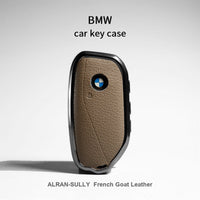 BMW New Model Key Fob Case - ALRAN French Goat Leather Cover with Keyring (X1 X3 X5 X7, 5/7 Series, 740Li, i7)