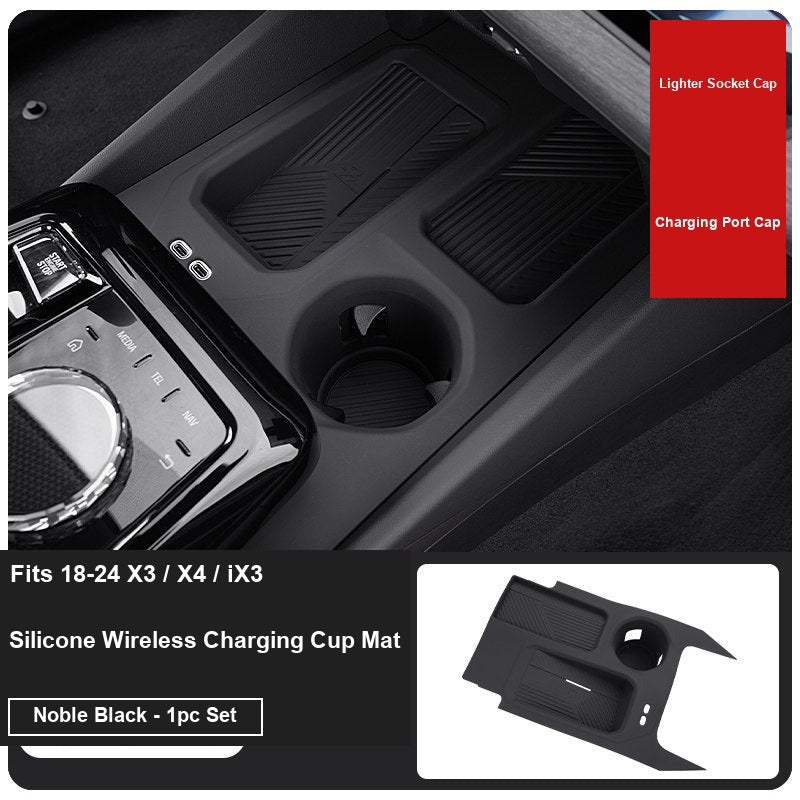 BMW X3 X4 iX3 wireless charging cup mat, Premium Black