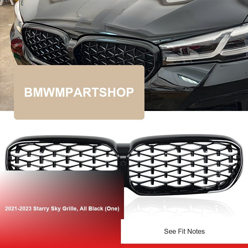 BMW 5 Series Grille - 2021-2023 Starry Sky Grille, All Black (One)