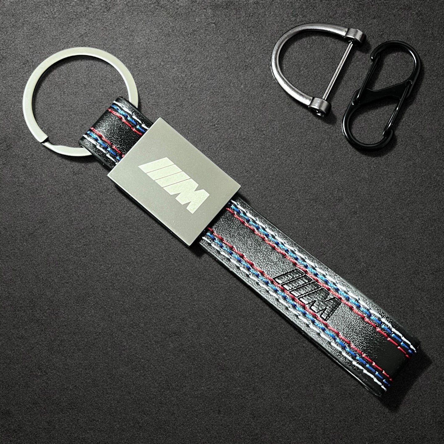 BMW M Performance Leather Key Fob Strap & Keychain Ring