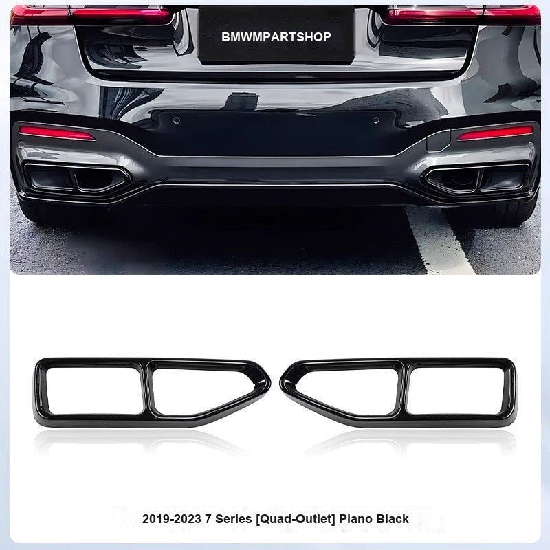 BMW 2019-2023 7 Series - Black (Pair, Quad-Outlet Style) - Exhaust Tailpipe Trim Cover