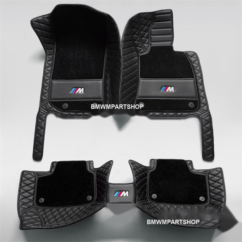 BMW luxury double-layer leather floor mats, all black