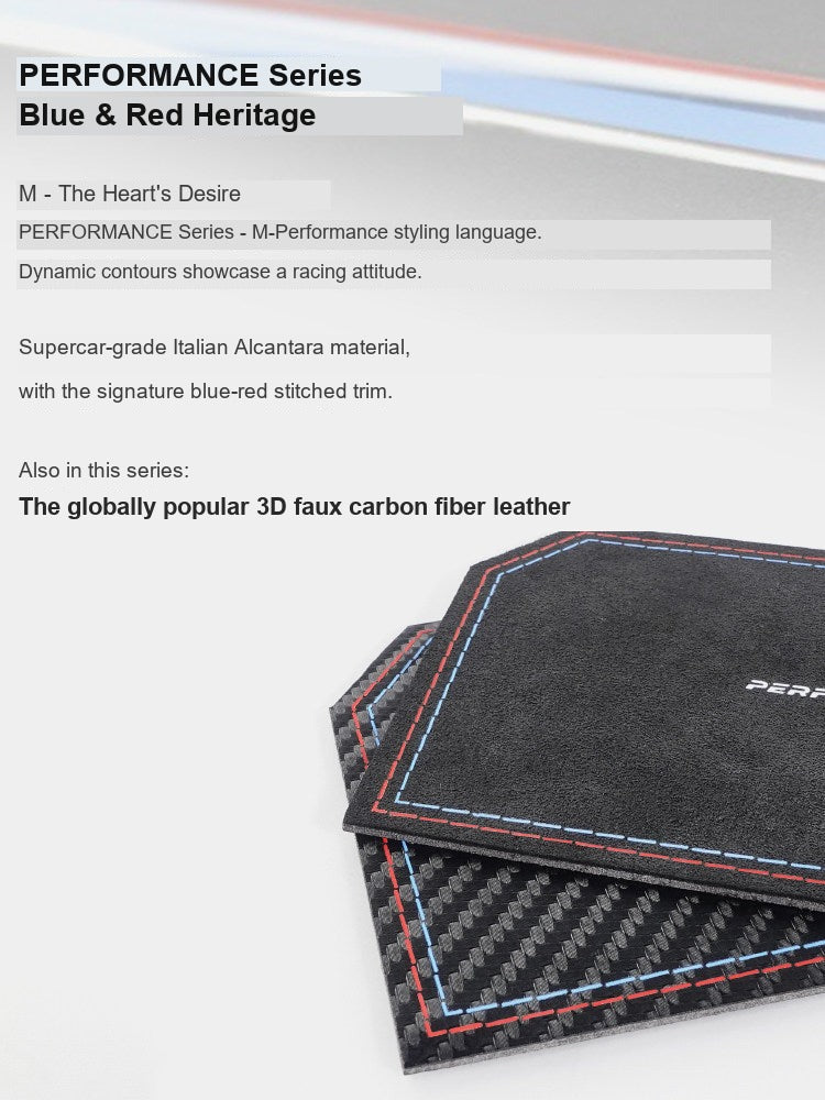 BMW PERFORMANCE series Alcantara and 3D carbon fiber leather cup mat material