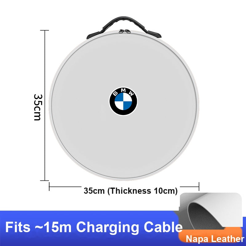 BMW charging cable storage bag - round, white
