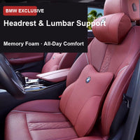 BMW Headrest & Lumbar Support Cushions - Memory Foam Neck Pillow Set
