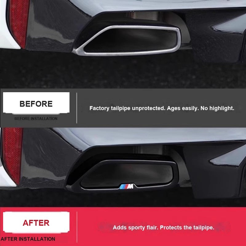 BMW Exhaust Tailpipe Cover - Before and After Installation Comparison