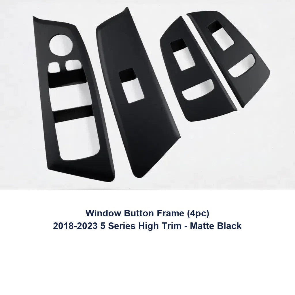 BMW door handle cover - 2018-2023 New 5 Series High-Trim [4-piece Window Button Frames] Matte Black