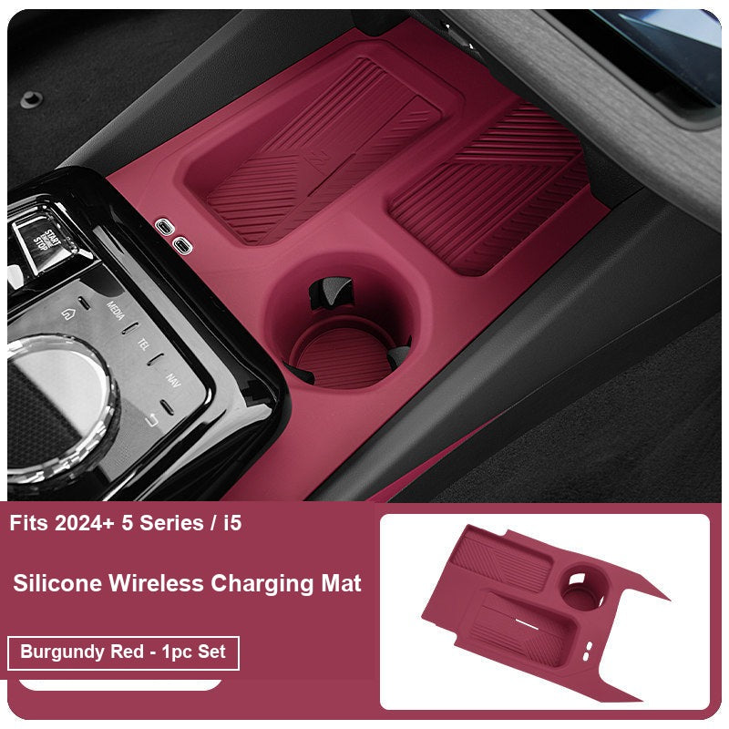 BMW 5 Series i5 wireless charging mat, Burgundy Red