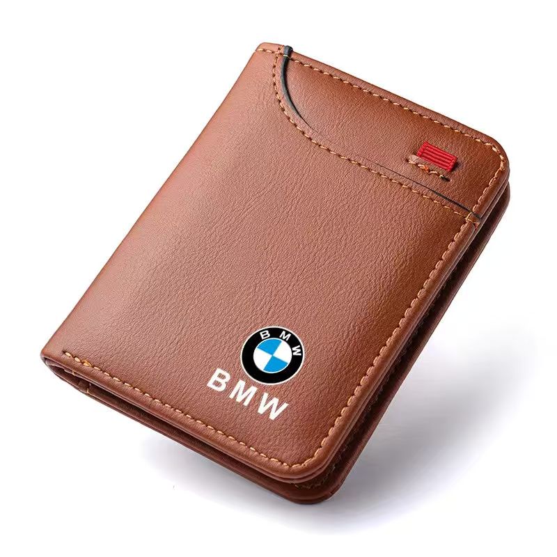 BMW leather wallet brown with BMW roundel logo