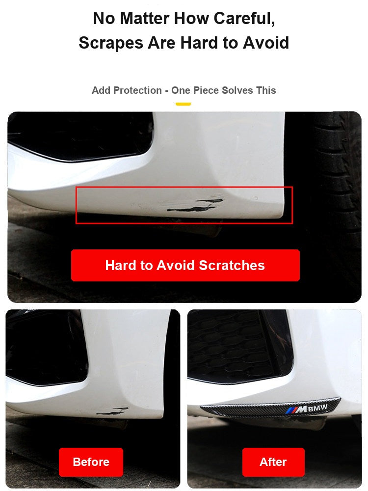 BMW bumper scratch damage before and after guard installation comparison