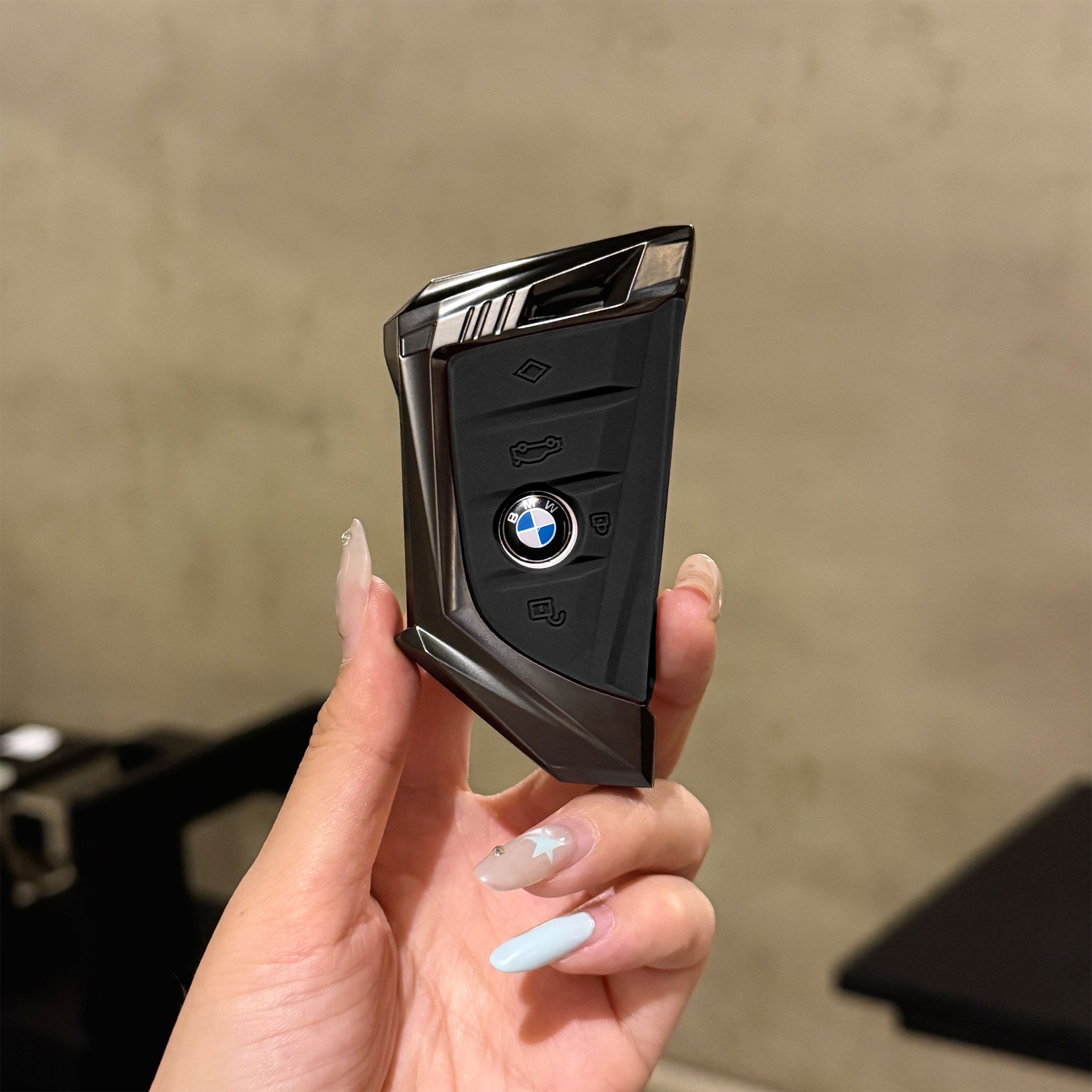BMW Smart Key Fob Case - Style A, Black Shell / Black Interior, Shell Only