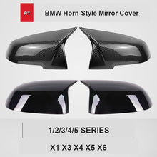 BMW M-Style Horn Mirror Covers - Glossy Black & Carbon Fiber