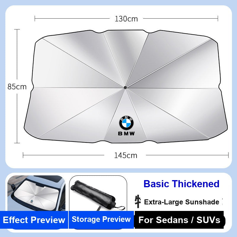 BMW windshield sunshade umbrella - extra-large size 145cm, for sedans and SUVs
