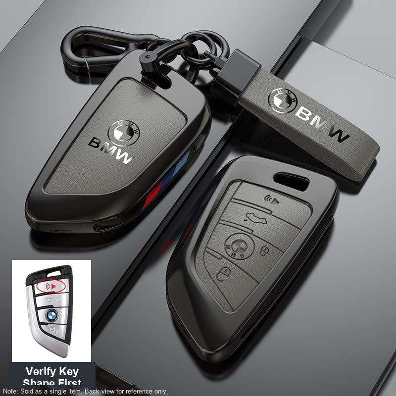 BMW Leather Key Fob Case - Style B, Meteorite Grey, Bracelet Buckle