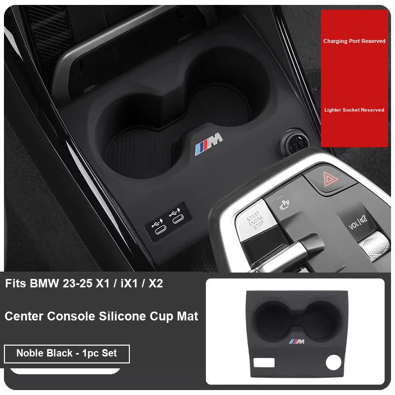 BMW X1 iX1 X2 center console silicone cup mat, Noble Black, alternate view