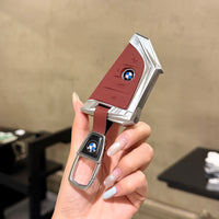 BMW Smart Key Fob Case - Alloy Shell Cover with Leather Keychain