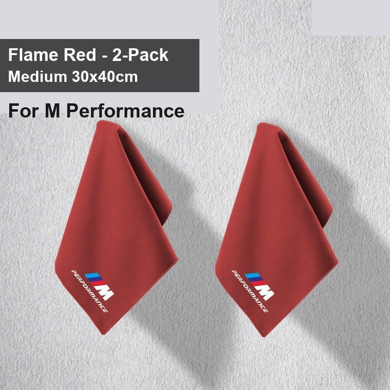 BMW car wash towel - Entering two M Performance flame red medium sizes