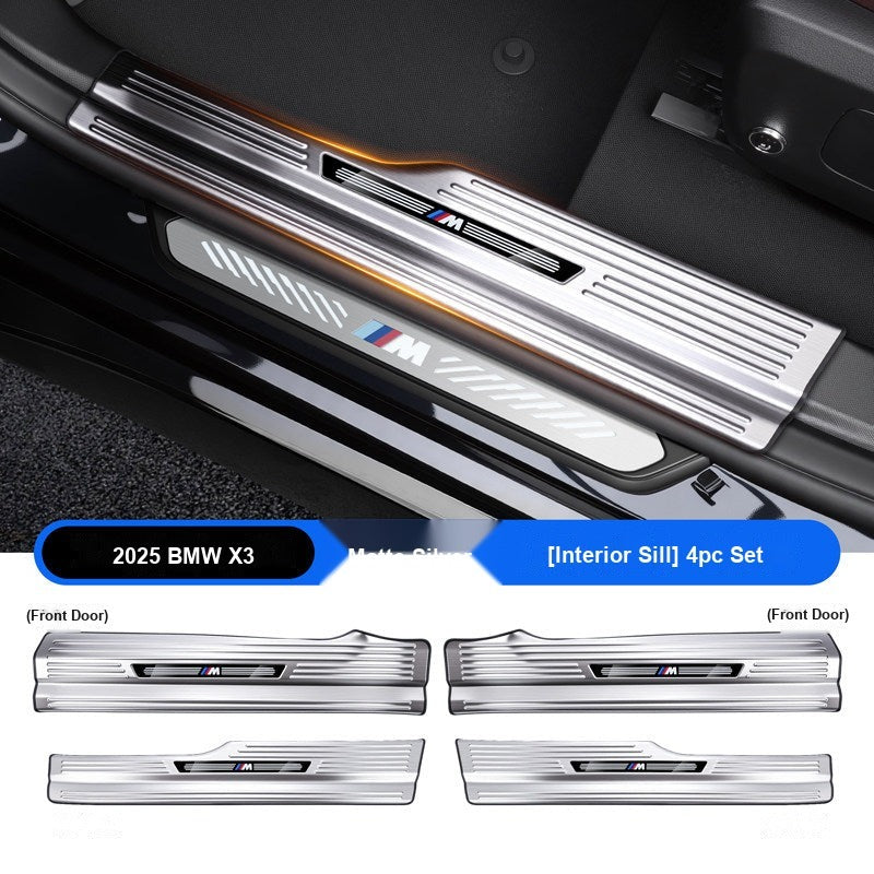 BMW 2025-2026 X3 Door Sill Strip - 4-Piece (Interior Only) - Silver Stainless Steel Scuff Plate Guard