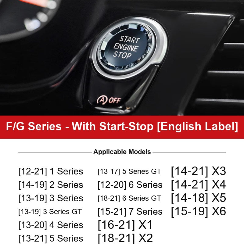 BMW F/G Series start-stop button crystal cover - English label