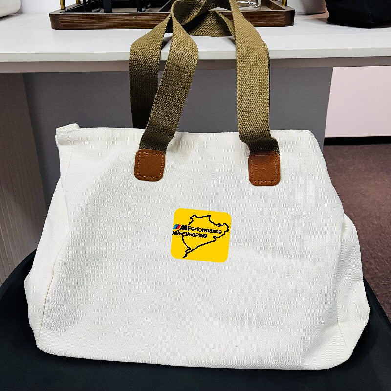 BMW canvas tote bag off-white with Nurburgring map patch