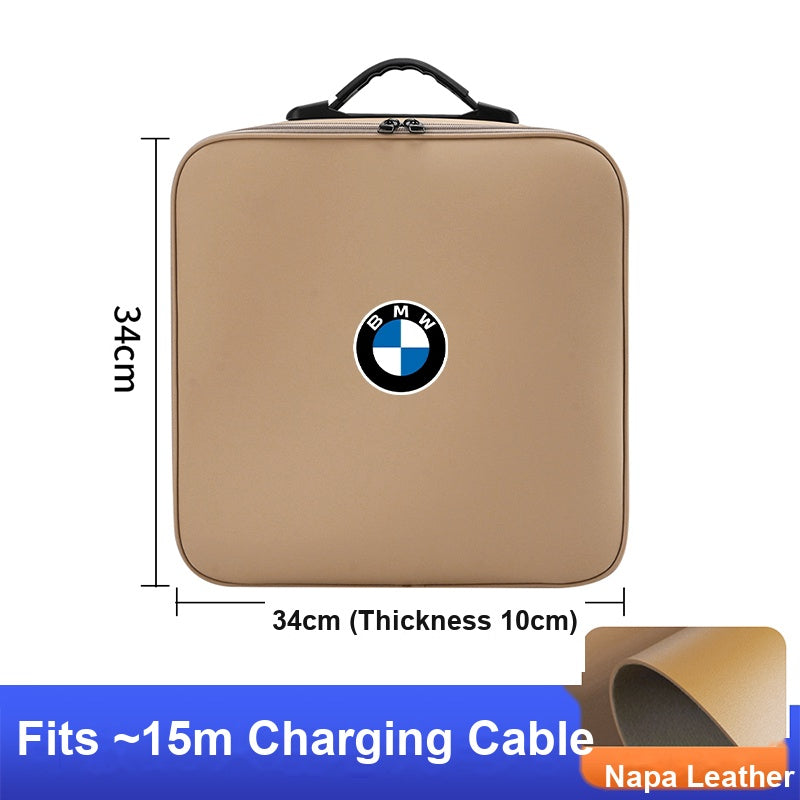 BMW charging cable storage bag - square, amber brown