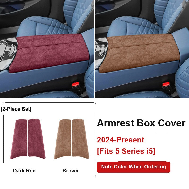 BMW 5 Series i5 armrest box cover dark red and brown