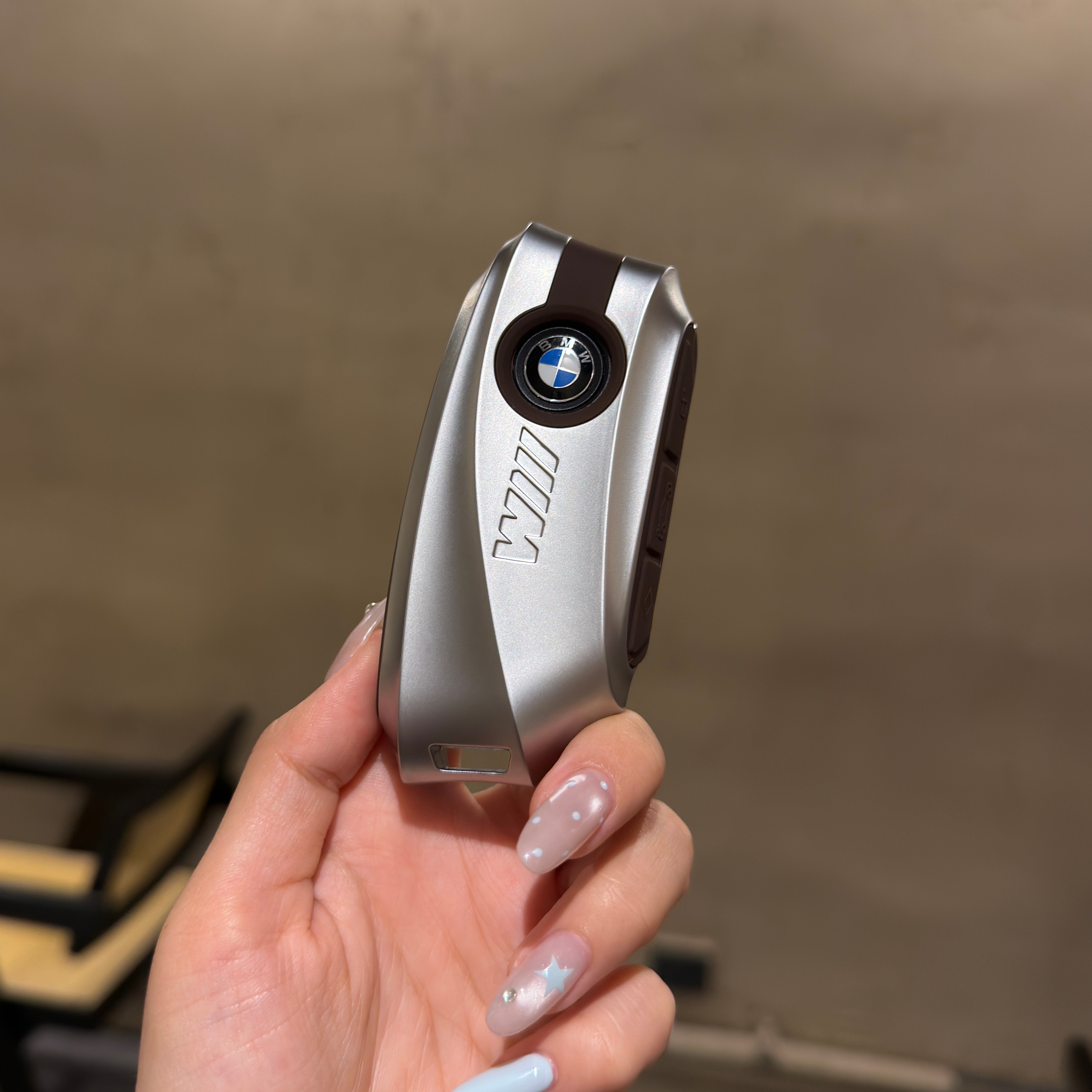BMW Smart Key Fob Case - Style D, Silver Shell / Black Interior, Shell Only