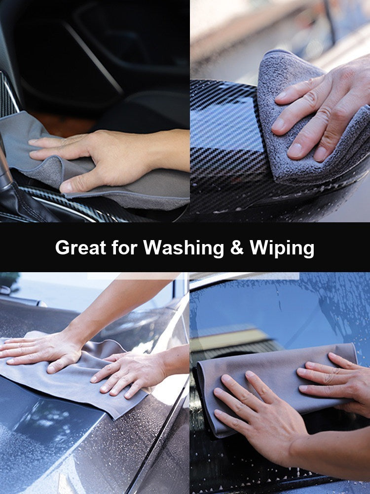Using BMW car towel to wash and wipe interior and exterior car surfaces