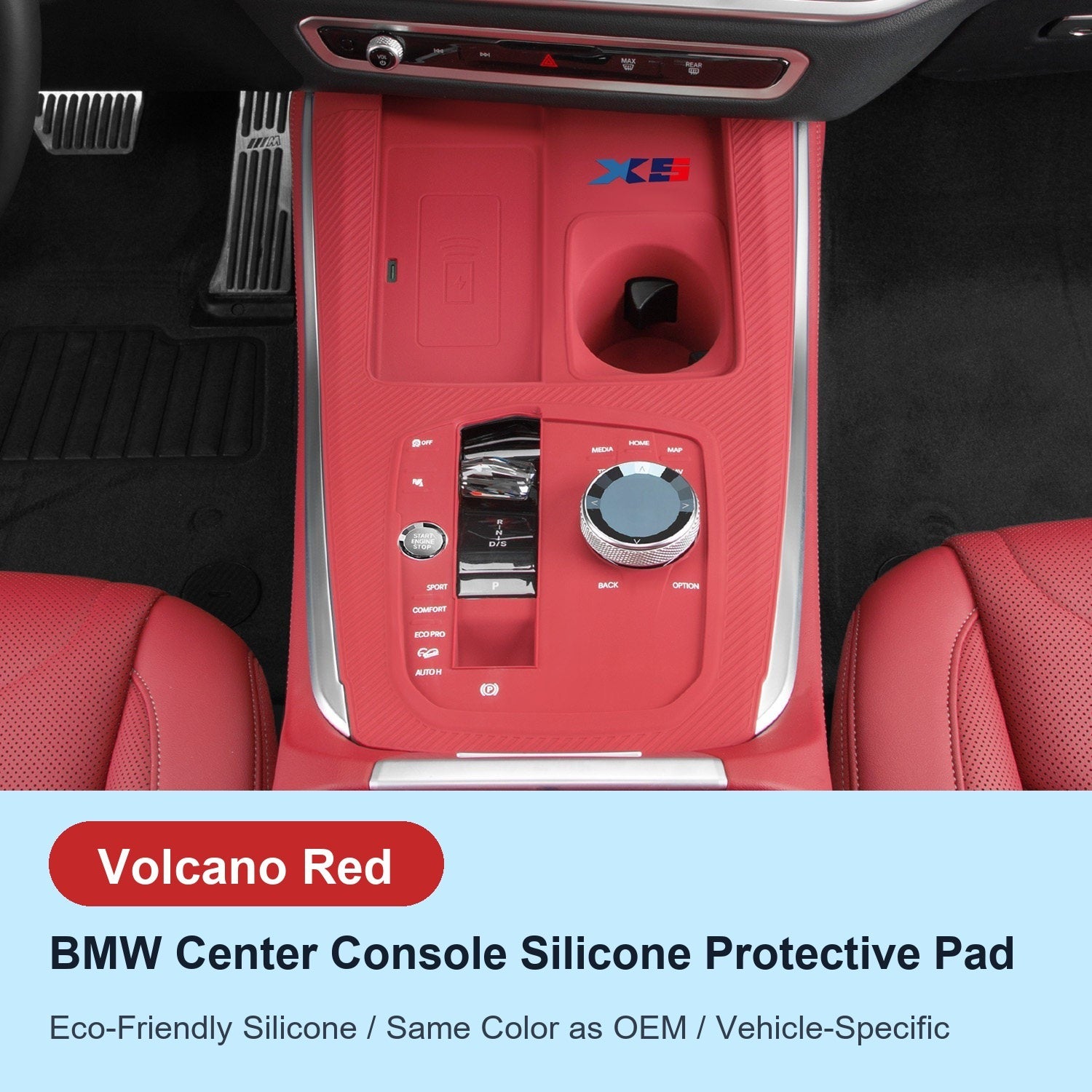 BMW center console silicone pad - X5 (2022-2026) - Volcano Red