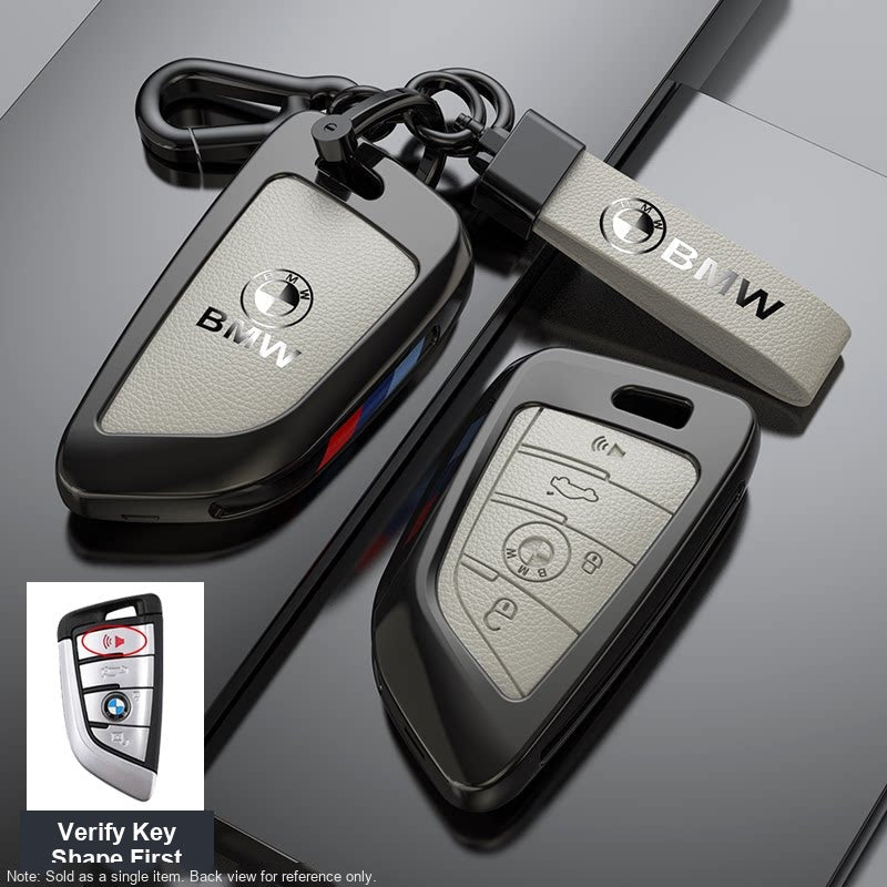 BMW Leather Key Fob Case - Style B, Light Khaki, Bracelet Buckle