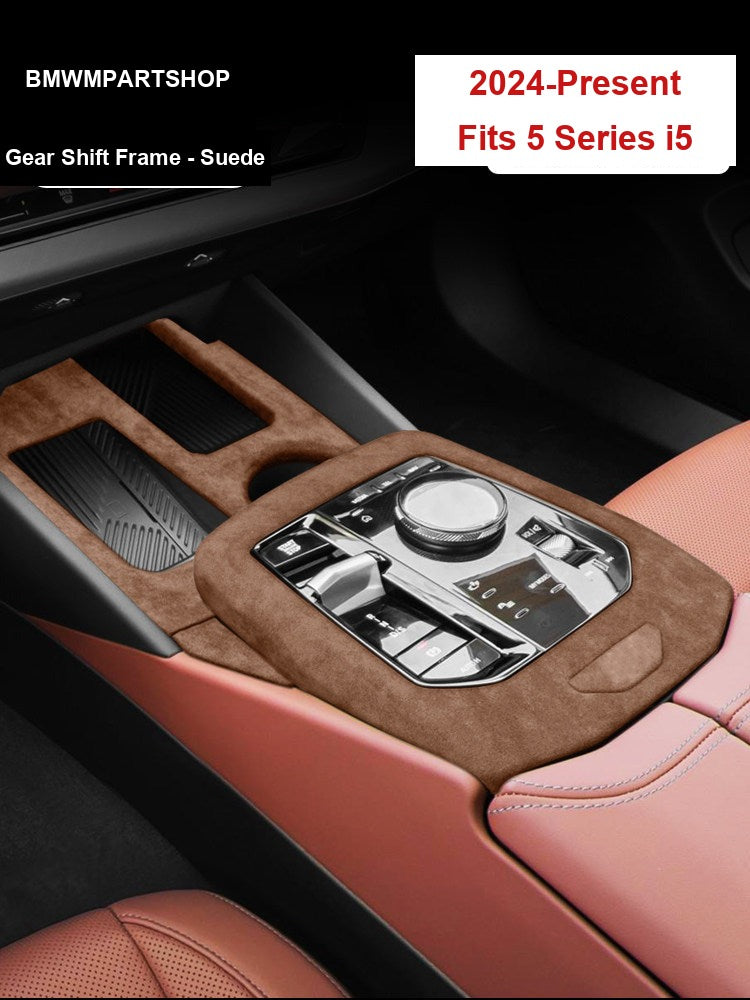 BMW 5 Series i5 gear shift frame suede brown