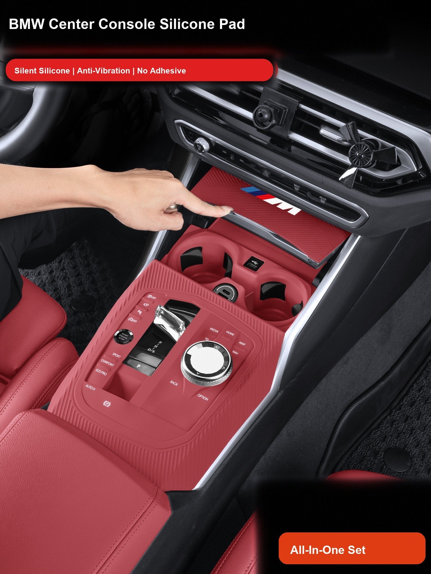 BMW center console silicone pad, multiple fitments and colors