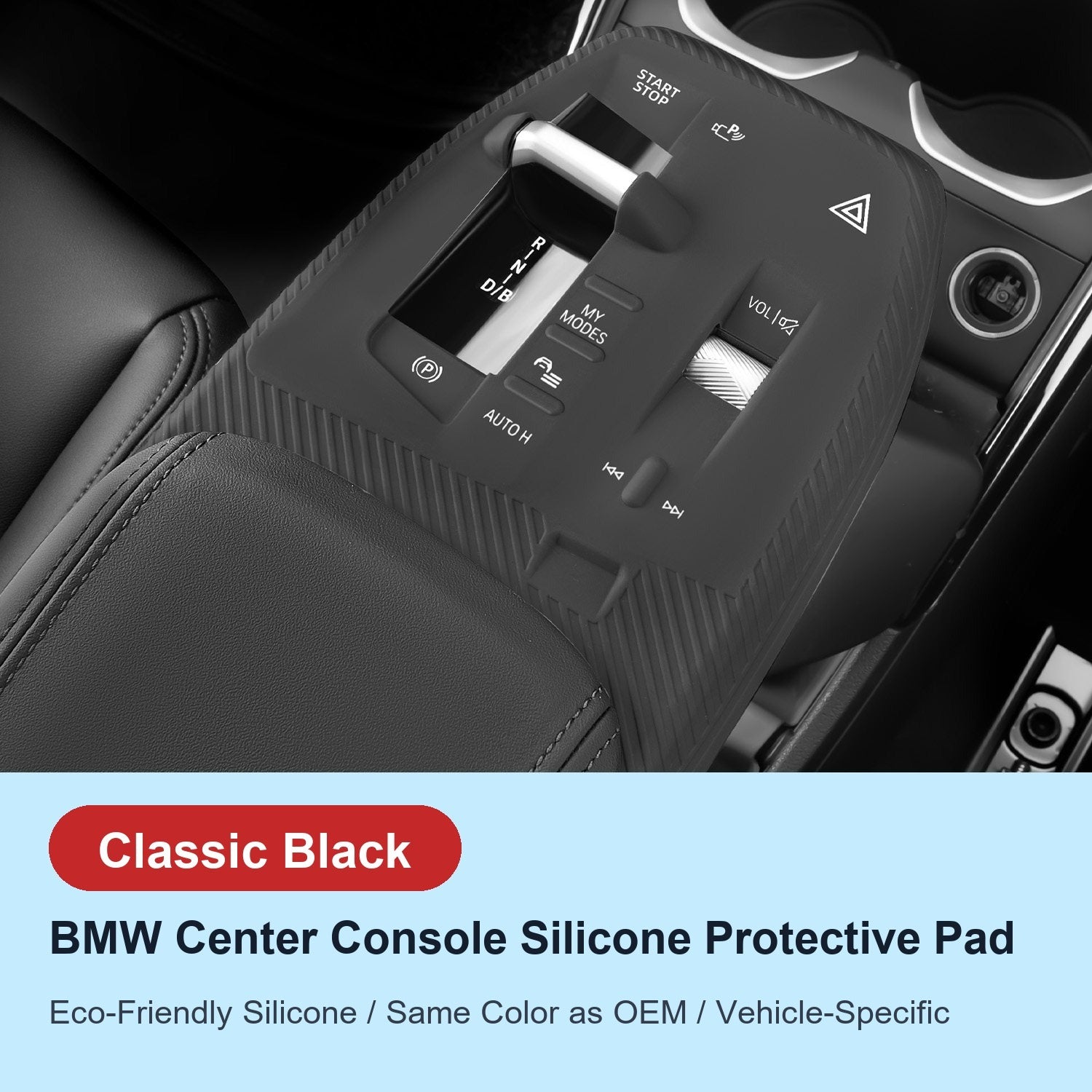 BMW center console silicone pad - X1 / iX1 / X2 (2023-2026) - Classic Black