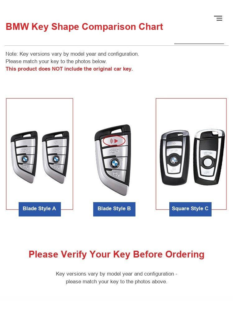 BMW Leather Key Fob Case - Premium Alloy Cover with Keychain