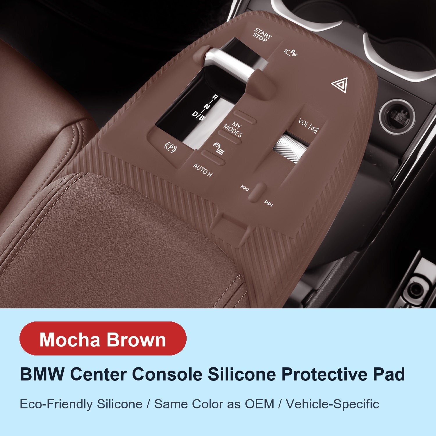 BMW center console silicone pad - X1 / iX1 / X2 (2023-2026) - Mocha Brown