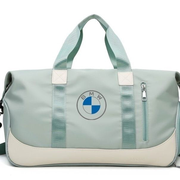 BMW sports travel bag, mint green, front view